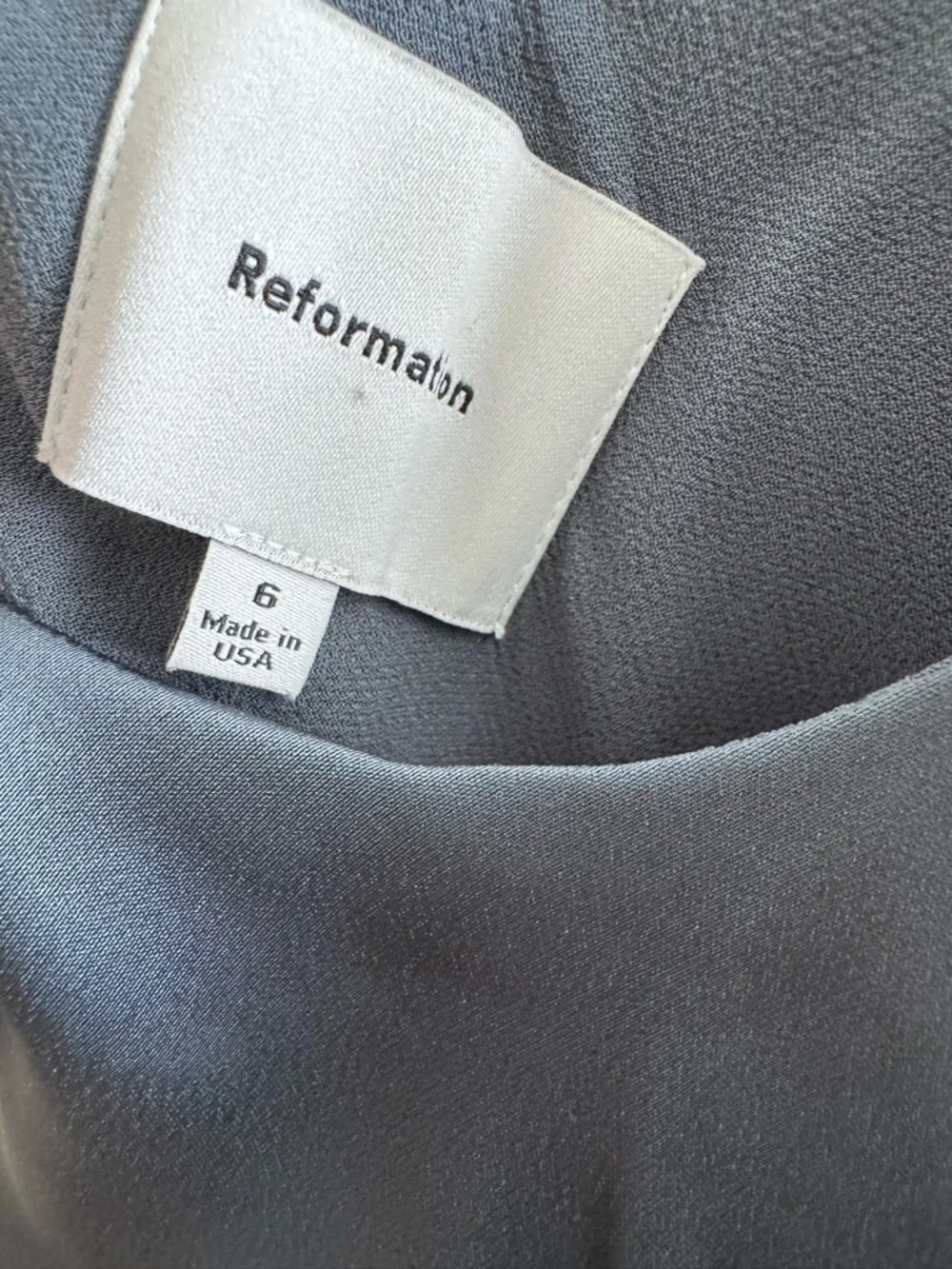 Reformation Sapphira Satin Dress in Slate - Picture 8 of 8